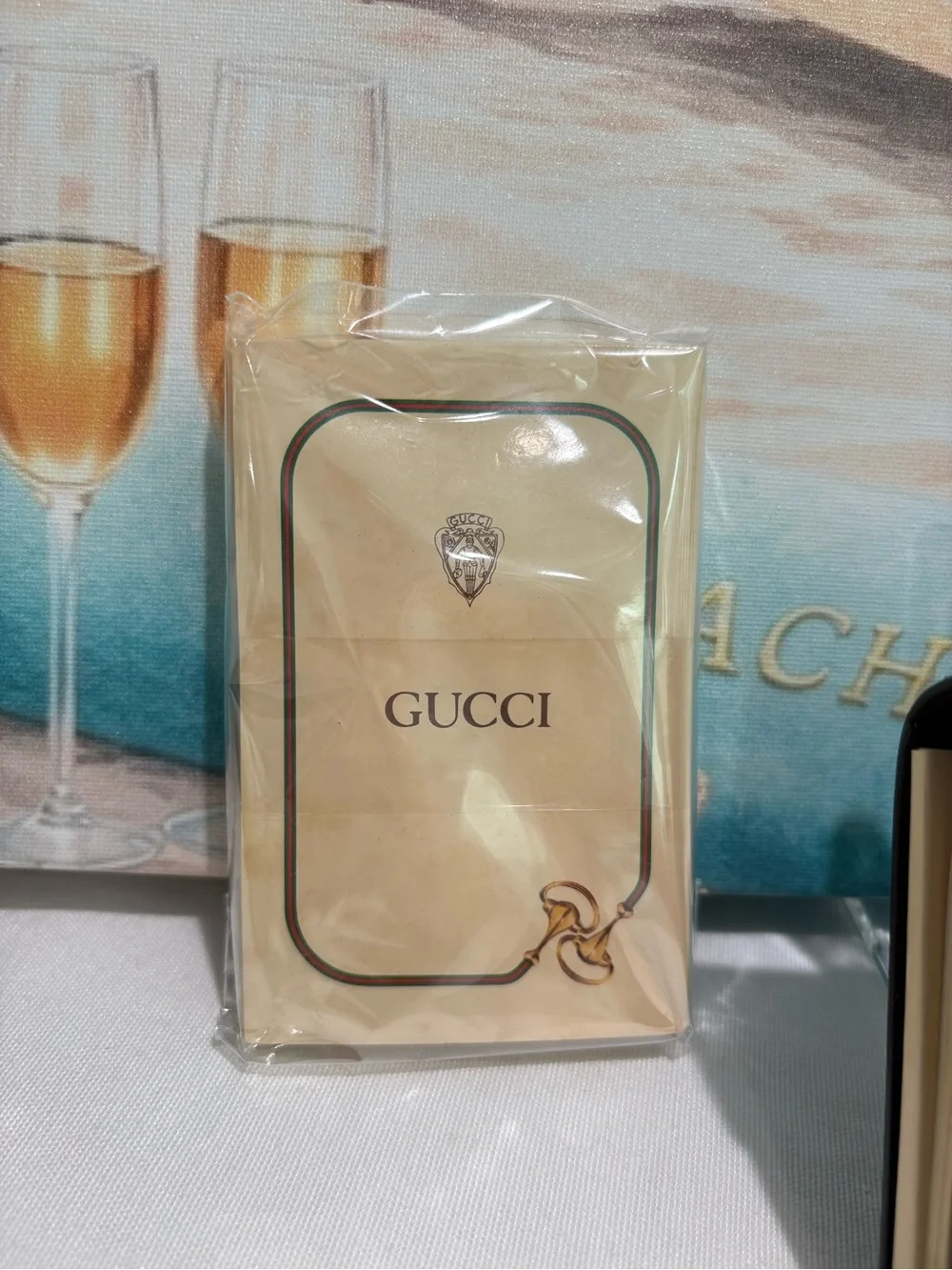 Authentic Vintage Gucci Black Leather Address Book Notebook Pen Set with Box new